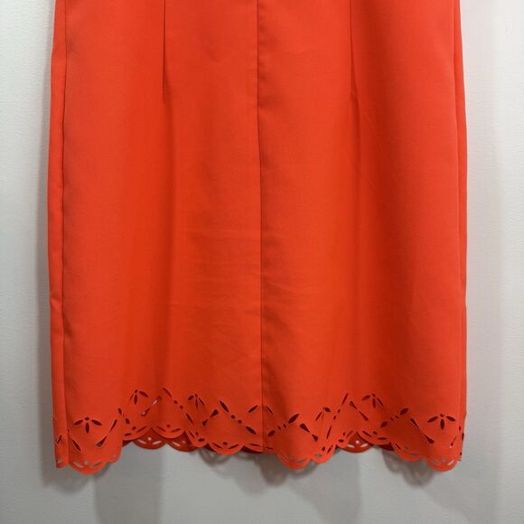 J. Crew Shift Dress 00 Orange Neon Scalloped Laser Cut - Picture 8 of 13